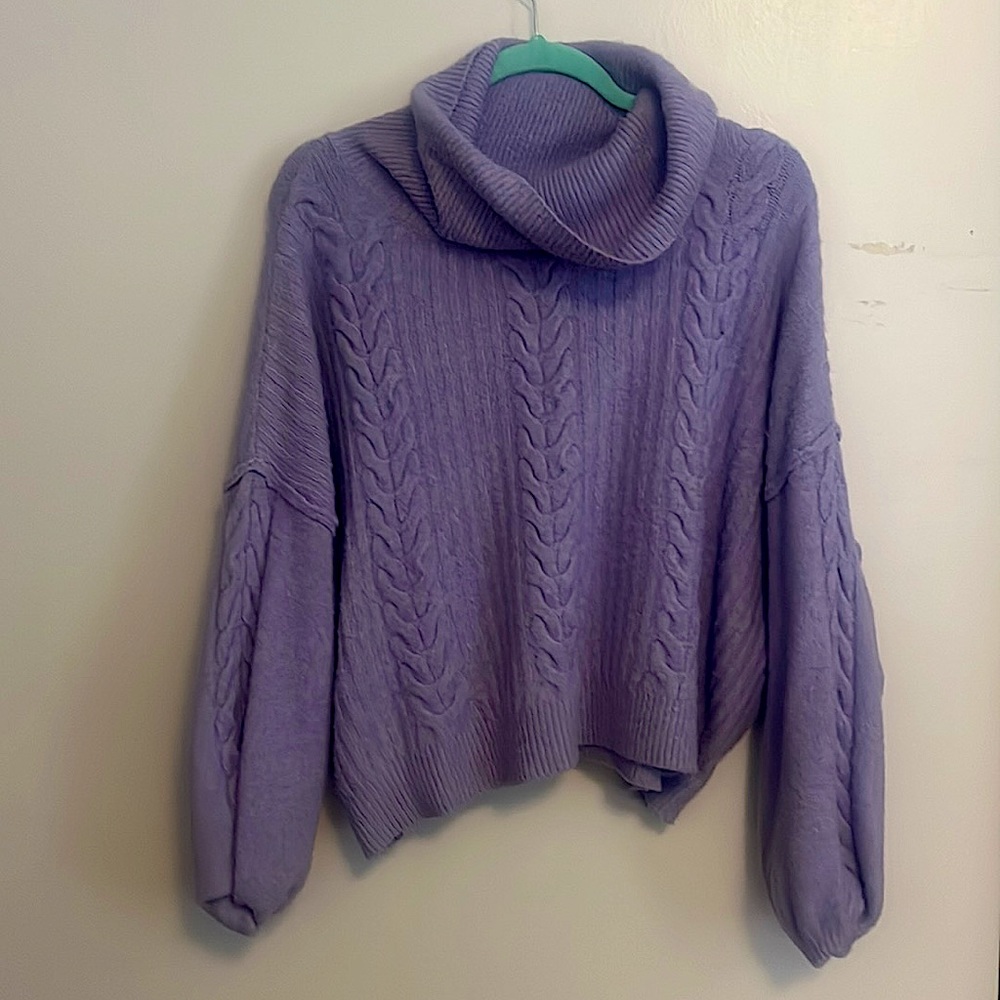 Purple turtle neck cropped sweater